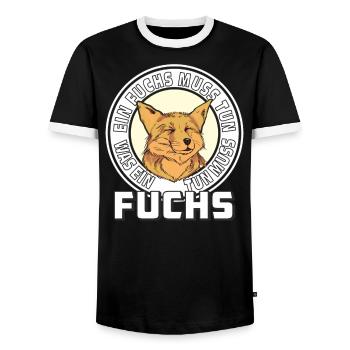 EIN FUCHS MUSS TUN WAS EIN FUCHS TUN MUSS - Männer Kontrast-T-Shirt - Schwarz/Weiß - Vorne - AI Model Female 172 light (172cm) & AI Model Male 178 light (178cm)