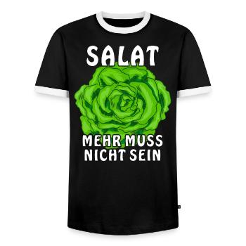 SALAT MEHR MUSS NICHT SEIN - Männer Kontrast-T-Shirt - Schwarz/Weiß - Vorne - AI Model Female 172 light (172cm) & AI Model Male 178 light (178cm)