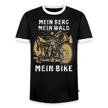 MEIN BERG MEIN WALD MEIN BIKE - Männer Kontrast-T-Shirt - Schwarz/Weiß - Vorne - AI Model Female 172 light (172cm) & AI Model Male 178 light (178cm)
