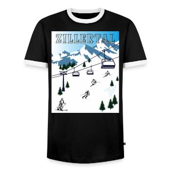 SKI ZILLERTAL - T-shirt contrasté Homme - noir/blanc - Devant - AI Model Female 172 light (172cm) & AI Model Male 178 light (178cm)