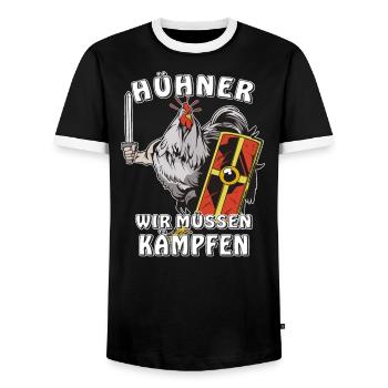HÜHNER WIR MÜSSEN KÄMPFEN - Männer Kontrast-T-Shirt - Schwarz/Weiß - Vorne - AI Model Female 172 light (172cm) & AI Model Male 178 light (178cm)