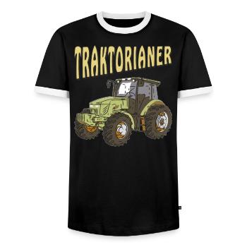 TRAKTORIANER - Männer Kontrast-T-Shirt - Schwarz/Weiß - Vorne - AI Model Female 172 light (172cm) & AI Model Male 178 light (178cm)