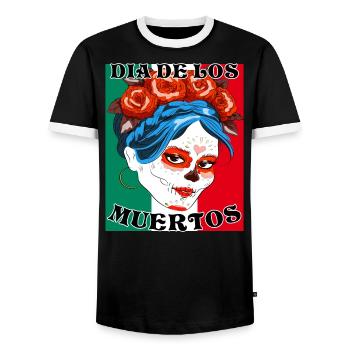 DIA DE LOS MUERTOS - Männer Kontrast-T-Shirt - Schwarz/Weiß - Vorne - AI Model Female 172 light (172cm) & AI Model Male 178 light (178cm)