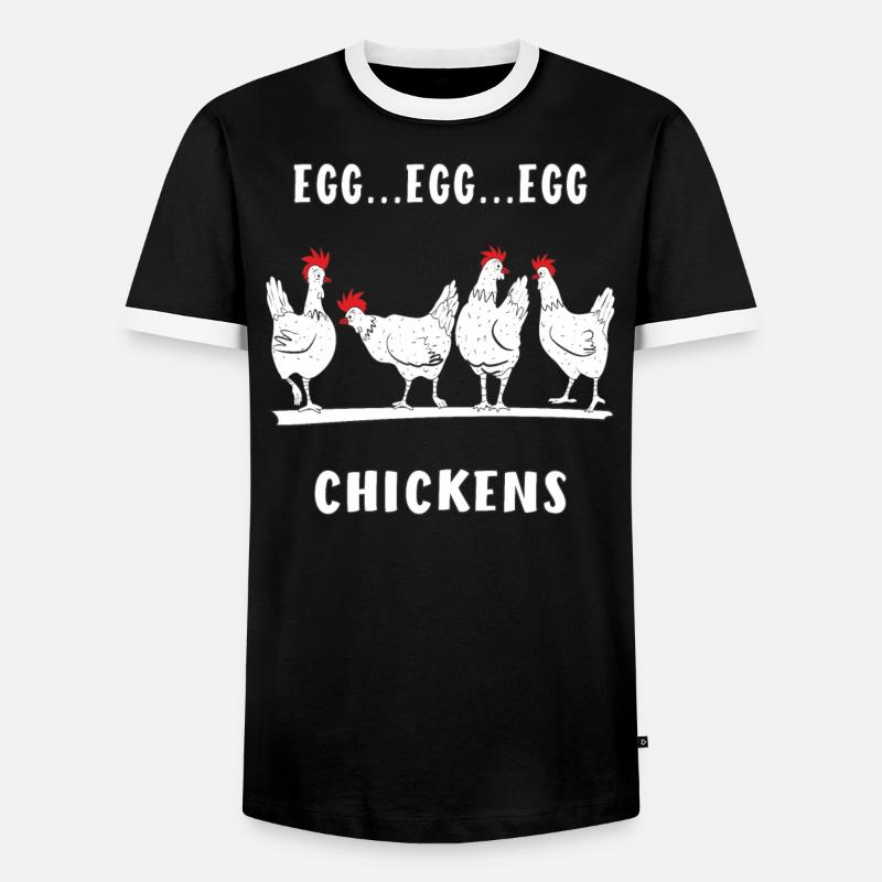 CHICKEN EGG CHICKENS - Men's Ringer Shirt - black/white