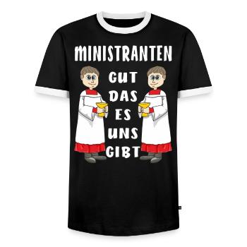 MINISTRANTEN GUT DAS ES UNS GIBT - Männer Kontrast-T-Shirt - Schwarz/Weiß - Vorne - AI Model Female 172 light (172cm) & AI Model Male 178 light (178cm)