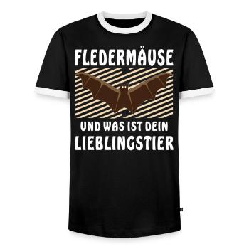 FLEDERMÄUSE WAS IST DEIN LIEBLINGSTIER - Männer Kontrast-T-Shirt - Schwarz/Weiß - Vorne - AI Model Female 172 light (172cm) & AI Model Male 178 light (178cm)