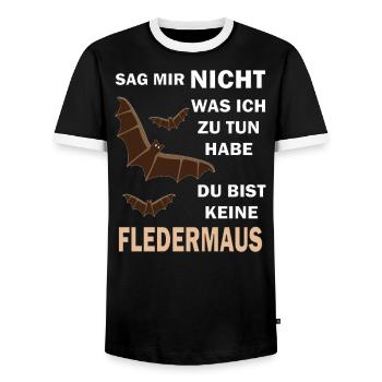 DU BIST KEINE FLEDERMAUS - Männer Kontrast-T-Shirt - Schwarz/Weiß - Vorne - AI Model Female 172 light (172cm) & AI Model Male 178 light (178cm)