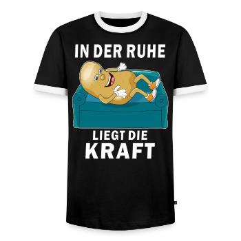 KARTOFFEL IN DER RUHE LIEGT DIE KRAFT - Männer Kontrast-T-Shirt - Schwarz/Weiß - Vorne - AI Model Female 172 light (172cm) & AI Model Male 178 light (178cm)