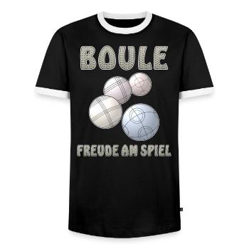 BOULE FREUDE AM SPIEL - Männer Kontrast-T-Shirt - Schwarz/Weiß - Vorne - AI Model Female 172 light (172cm) & AI Model Male 178 light (178cm)