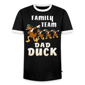 FAMILLE ÉQUIPE PAPA CANARD - T-shirt contrasté Homme - noir/blanc - Devant - AI Model Female 172 light (172cm) & AI Model Male 178 light (178cm)