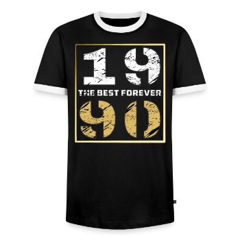 LE MEILLEUR POUR TOUJOURS 1990 - T-shirt contrasté Homme - noir/blanc - Devant - AI Model Female 172 light (172cm) & AI Model Male 178 light (178cm)