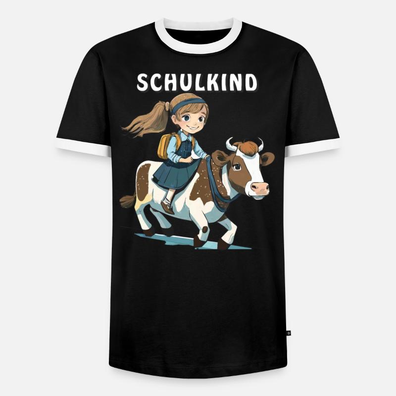 SCHULKIND MÄDCHEN KUH - Männer Kontrast-T-Shirt - Schwarz/Weiß