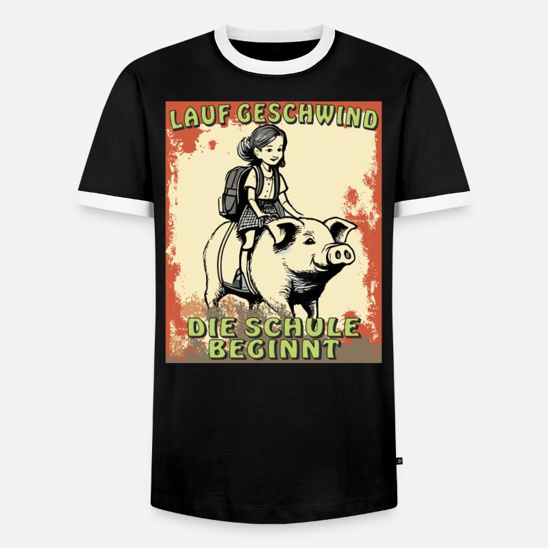SCHWEIN MÄDCHEN SCHULE BEGINNT - Männer Kontrast-T-Shirt - Schwarz/Weiß
