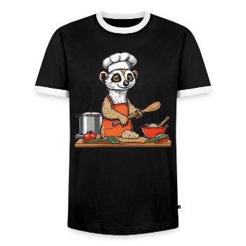 HERDMÄNNCHEN - Men's Ringer Shirt - black/white - Front - AI Model Female 172 light (172cm) & AI Model Male 178 light (178cm)