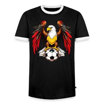 ADLER FOOTBALL - Men's Ringer Shirt - black/white - Front - AI Model Female 172 light (172cm) & AI Model Male 178 light (178cm)