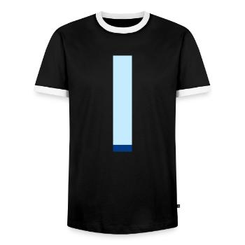 Lettre i bleu pop et moderne - T-shirt contrasté Homme - noir/blanc - Devant - AI Model Female 172 light (172cm) & AI Model Male 178 light (178cm)