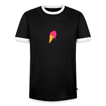 ice, ice cream, waffle, kids, summer, sun, family, - Men's Ringer Shirt - black/white - Front - AI Model Female 172 light (172cm) & AI Model Male 178 light (178cm)