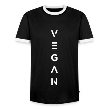 VEGAN VEGAN VEGANISM - Men's Ringer Shirt - black/white - Front - AI Model Female 172 light (172cm) & AI Model Male 178 light (178cm)