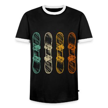 Retro Snowboard Snowboarder Vintage - Männer Kontrast-T-Shirt - Schwarz/Weiß - Vorne - AI Model Female 172 light (172cm) & AI Model Male 178 light (178cm)