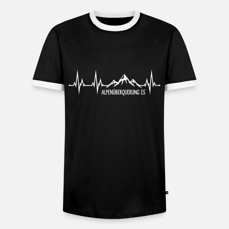 Alpenüberquerung E5 - Männer Kontrast-T-Shirt - Schwarz/Weiß