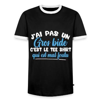 J'ai pas un gros bide - T-shirt contrasté Homme - noir/blanc - Devant - AI Model Female 172 light (172cm) & AI Model Male 178 light (178cm)