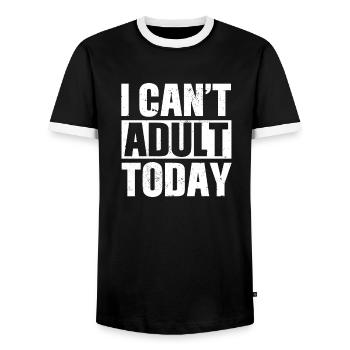 I CAN'T ADULT TODAY LAZY CAT - Men's Ringer Shirt - black/white - Front - AI Model Female 172 light (172cm) & AI Model Male 178 light (178cm)