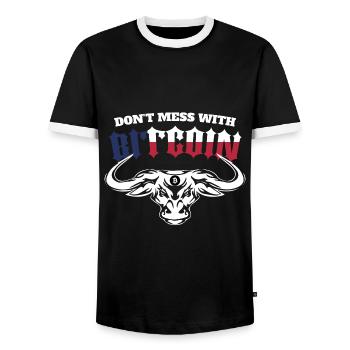 Bitcoin BTC Revolution - Crypto Gift Idea - Männer Kontrast-T-Shirt - Schwarz/Weiß - Vorne - AI Model Female 172 light (172cm) & AI Model Male 178 light (178cm)