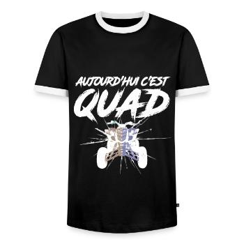 Aujourd'hui c'est quad - T-shirt & cadeau quad ATV - T-shirt contrasté Homme - noir/blanc - Devant - AI Model Female 172 light (172cm) & AI Model Male 178 light (178cm)