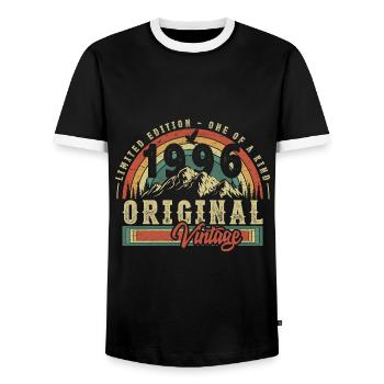 1996 Anniversaire né en 1996 Retro Vintage - T-shirt contrasté Homme - noir/blanc - Devant - AI Model Female 172 light (172cm) & AI Model Male 178 light (178cm)