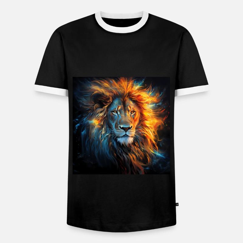 Lion with magnificent mane - Men's Ringer Shirt - black/white