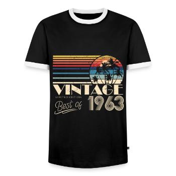 1963 Anniversaire Né En 1963 Rétro Vintage - T-shirt contrasté Homme - noir/blanc - Devant - AI Model Female 172 light (172cm) & AI Model Male 178 light (178cm)