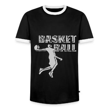 Sports Basketball - T-shirt contrasté Homme - noir/blanc - Devant - AI Model Female 172 light (172cm) & AI Model Male 178 light (178cm)