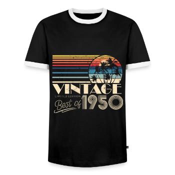 Anniversaire des années 1950 né dans les années 1950 rétro Vintage - T-shirt contrasté Homme - noir/blanc - Devant - AI Model Female 172 light (172cm) & AI Model Male 178 light (178cm)