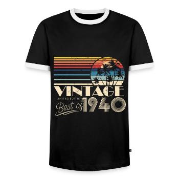Anniversaire des années 1940 né dans les années 1940 rétro Vintage - T-shirt contrasté Homme - noir/blanc - Devant - AI Model Female 172 light (172cm) & AI Model Male 178 light (178cm)