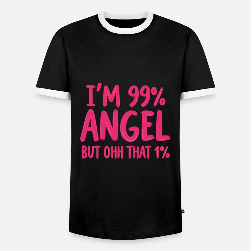 Engel Engelchen Prozent Spruch - Männer Kontrast-T-Shirt - Schwarz/Weiß