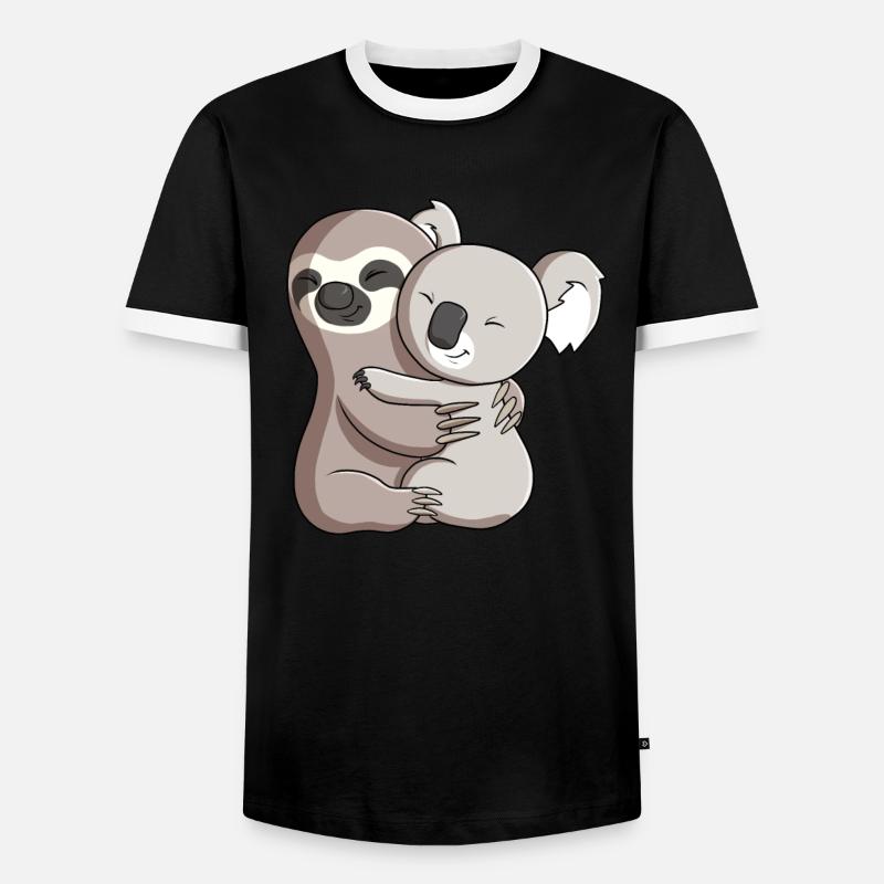 Sloth and Koala Hug - Men's Ringer Shirt - black/white