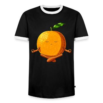 Lustige Yoga Obst Meditierende Orange - Männer Kontrast-T-Shirt - Schwarz/Weiß - Vorne - AI Model Female 172 light (172cm) & AI Model Male 178 light (178cm)
