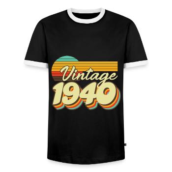 Anniversaire des années 1940 né dans les années 1940 rétro Vintage - T-shirt contrasté Homme - noir/blanc - Devant - AI Model Female 172 light (172cm) & AI Model Male 178 light (178cm)