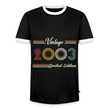 2003 Anniversaire Né En 2003 Rétro Millésime - T-shirt contrasté Homme - noir/blanc - Devant - AI Model Female 172 light (172cm) & AI Model Male 178 light (178cm)