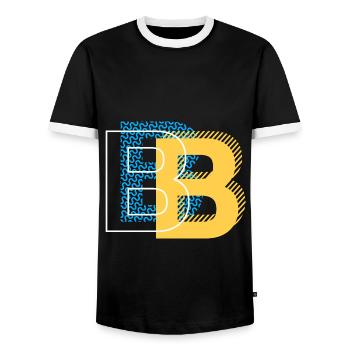 Initial letter B b - Men's Ringer Shirt - black/white - Front - AI Model Female 172 light (172cm) & AI Model Male 178 light (178cm)