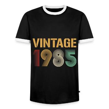 Belle Vintage 1985 Anniversaire Design - T-shirt contrasté Homme - noir/blanc - Devant - AI Model Female 172 light (172cm) & AI Model Male 178 light (178cm)