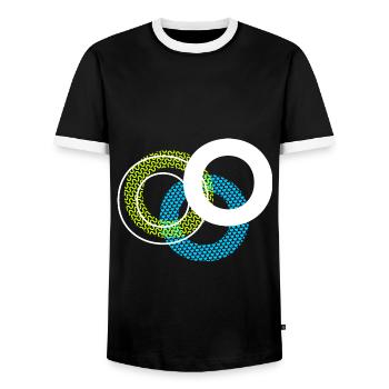 O Letter - Men's Ringer Shirt - black/white - Front - AI Model Female 172 light (172cm) & AI Model Male 178 light (178cm)