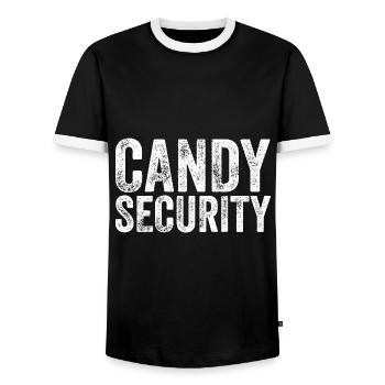 Candy Security Halloween Costume Parents Funny - Men's Ringer Shirt - black/white - Front - AI Model Female 172 light (172cm) & AI Model Male 178 light (178cm)