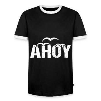 Ahoy See Gruß Küste - Männer Kontrast-T-Shirt - Schwarz/Weiß - Vorne - AI Model Female 172 light (172cm) & AI Model Male 178 light (178cm)