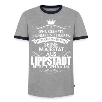 LIPPSTADT - Majestät - Männer Kontrast-T-Shirt - Grau/Navy  - Vorne - AI Model Female 172 light (172cm) & AI Model Male 178 light (178cm)