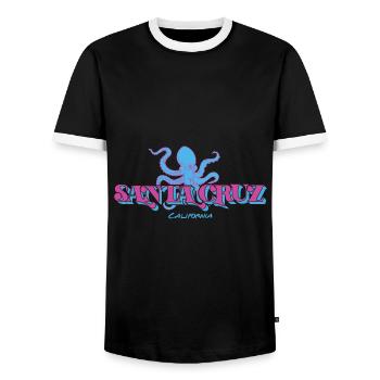 Santa Cruz Californie vintage rétro surfing ville - T-shirt contrasté Homme - noir/blanc - Devant - AI Model Female 172 light (172cm) & AI Model Male 178 light (178cm)