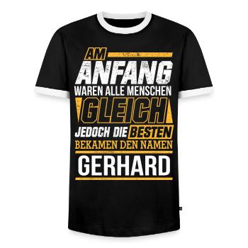 GERHARD - Die Besten - Männer Kontrast-T-Shirt - Schwarz/Weiß - Vorne - AI Model Female 172 light (172cm) & AI Model Male 178 light (178cm)