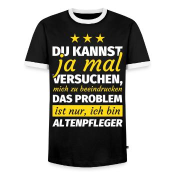 Altenpfleger Geschenk - Männer Kontrast-T-Shirt - Schwarz/Weiß - Vorne - AI Model Female 172 light (172cm) & AI Model Male 178 light (178cm)