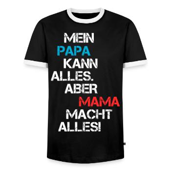 Drôle maman papa cadeau dictons de famille coquine - T-shirt contrasté Homme - noir/blanc - Devant - AI Model Female 172 light (172cm) & AI Model Male 178 light (178cm)