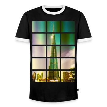 Dubai Burj Khalifa United Arab Emirates - Men's Ringer Shirt - black/white - Front - AI Model Female 172 light (172cm) & AI Model Male 178 light (178cm)